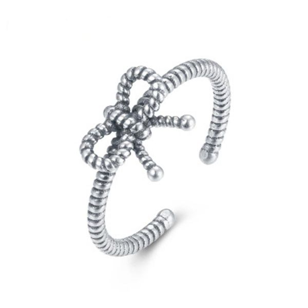 

wedding rings s925 sterling silver vintage old design bow ring neutral wind thai opening wild couple 11-0005, Slivery;golden