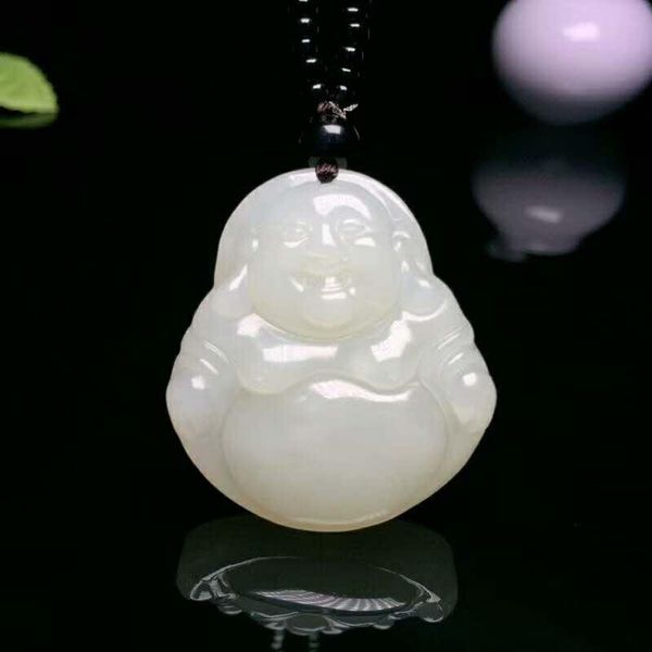 

lockets h3#exquisite hetian jade maitreya buddha symbolizes auspiciousness, Silver