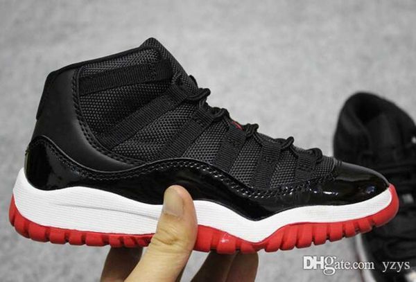 

youth shoes retro eleven 11 pink white space jam bred 2018 concord 45 gym red basketball shoes kids children boys girls 11s sneakers, Black