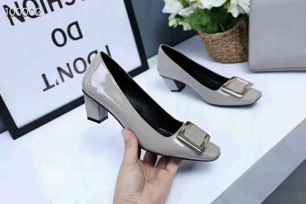 

grey fashonville~030803 34/40 red black burgundy beige 4.5cm gold square buckle chunky heel shoes patent leather fashion
