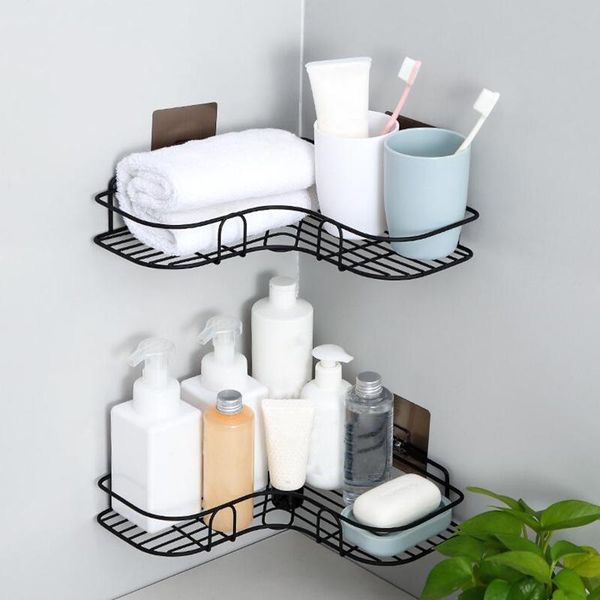 

bathroom storage & organization metal shelf rack punch-firm shower kitchen basket fitted wall organizer