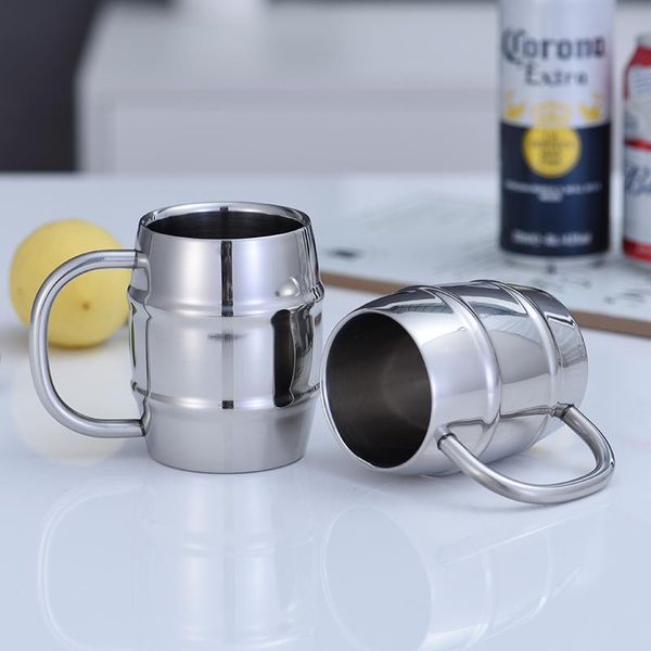 

mugs 400ml stainless steel beer cup outdoor camping western tea coffee with handle insulated portable water drinkware