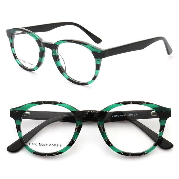 

fashion sunglasses frames women round optical glasses men lightweight acetate eyeglass frame striped prescription eyewear green spectacles, Black