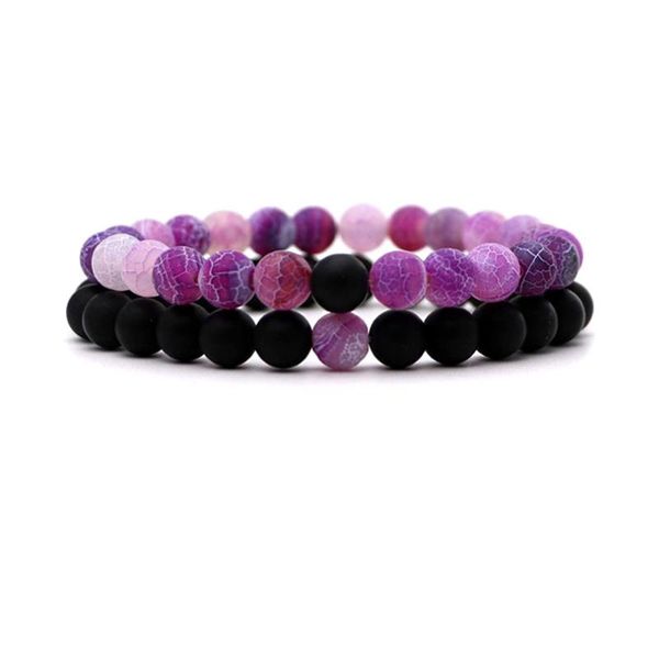 

beaded, strands summer couple bracelets set natural stone black lava beaded bracelet for women men yoga jewelry elastic rope chain colorful