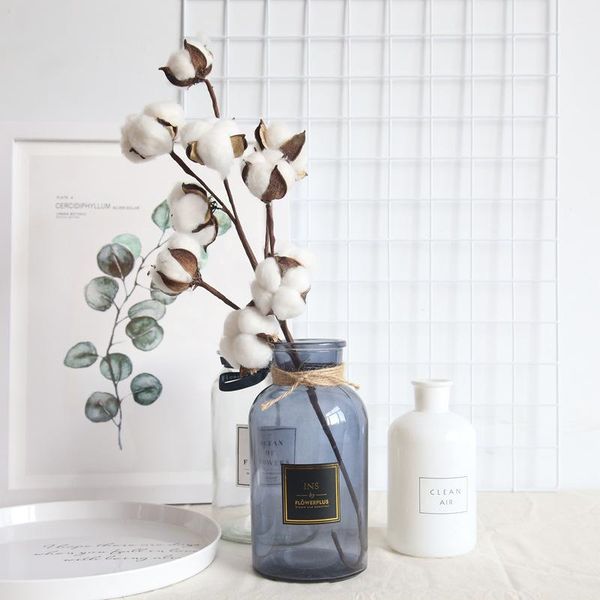 

naturally dried cotton flowers artificial plants floral branch for wedding party decoration fake home decor decorative & wreaths
