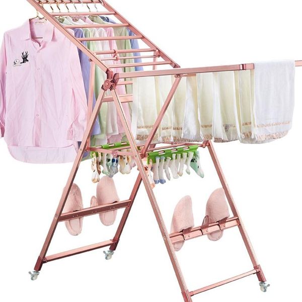 

laundry bags magnesium titanium alloy drying rack folding floor cool clothes wing baby hanger