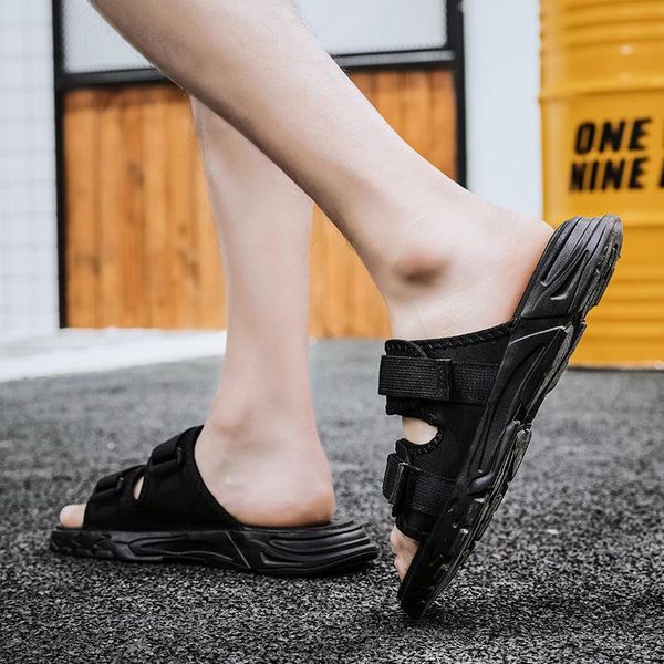 

slippers summer hombre casual sandalsslippers sport sandels mens sandal homme fashion trekking shoes gladiator korean flops men, Black