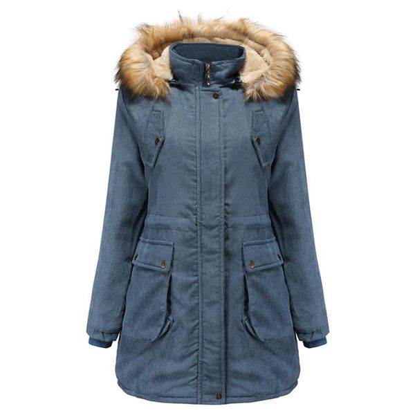 

women's wool & blends liva girl coat female women warm slim jacket long sleeve thick overcoat winter outwear hooded zipper, Black