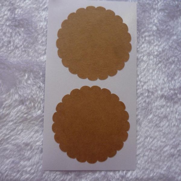 

50mm/2inch - natural brown kraft scalloped circle customizable sticker gift wrap
