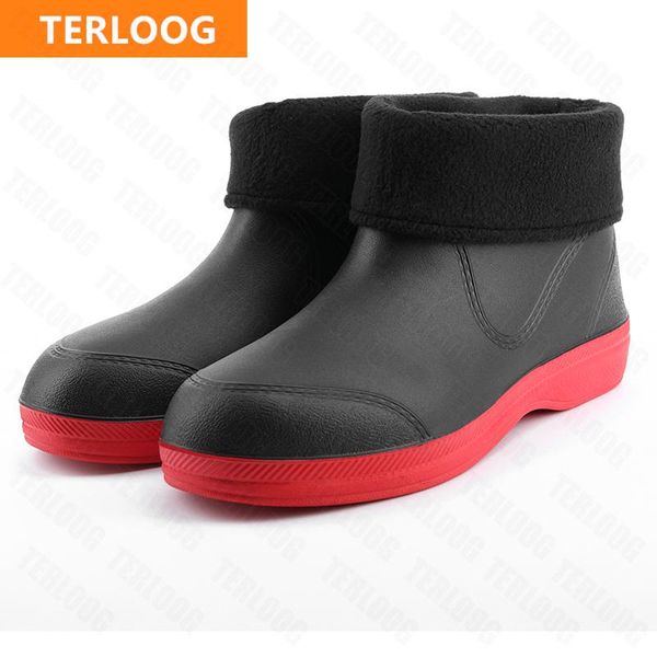

boots 2021 winter warm snow rubber rainboots fashion flats women vulcanized walking shoes ankel short plush mujer zapatos, Black