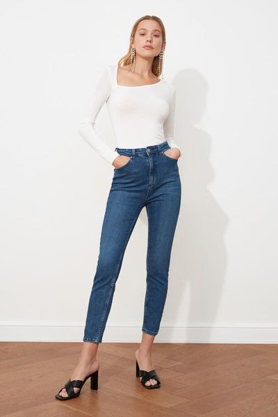 

women's jeans dark blue high waist skinny women 2021 fashion