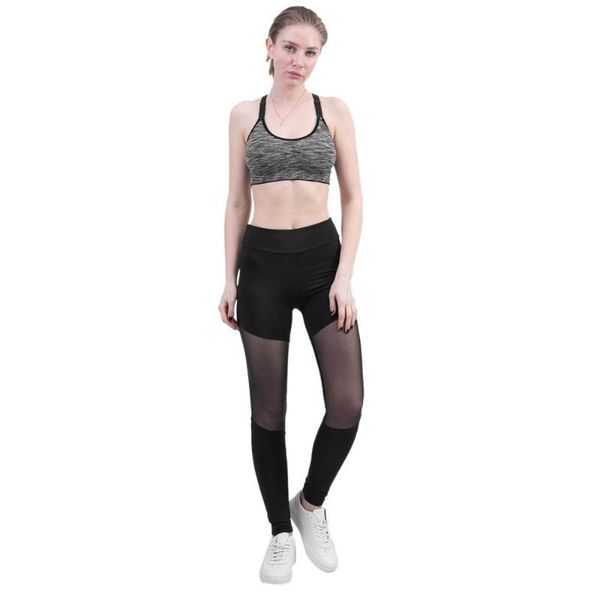 

women's leggings fitness pants mesh stitching color matching sports slim comfortable breathable high stretch, Black