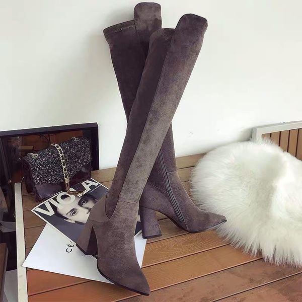 

boots chinese brand style boots: women's with high barrel and warm body, heels fashionable shoes, Black