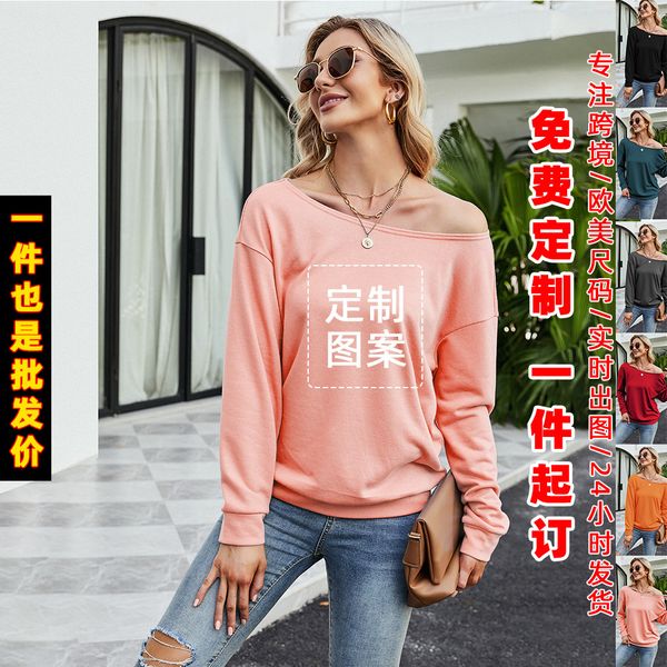 

making printed sweater women's diagonal shoulder halloween, Black