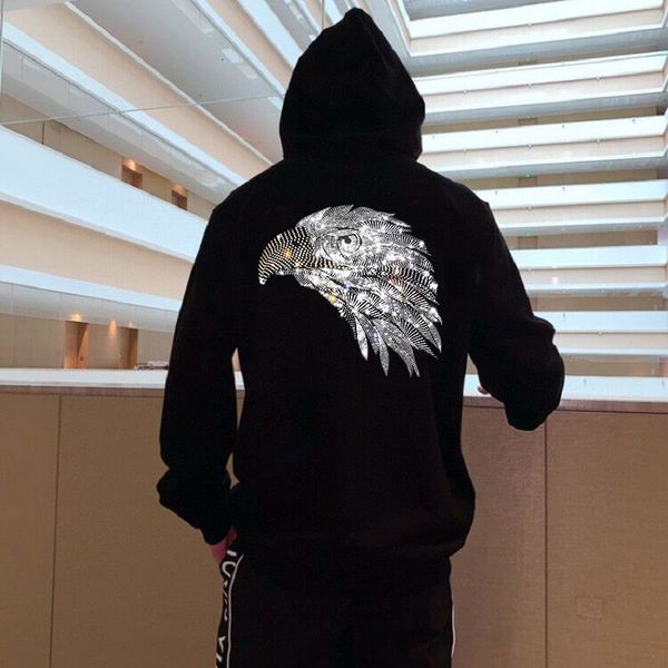 

men's hoodies & sweatshirts heavy factory classic winter cartoon diamond image mark sweatshirt with hoodie quickly send casual sweater, Black