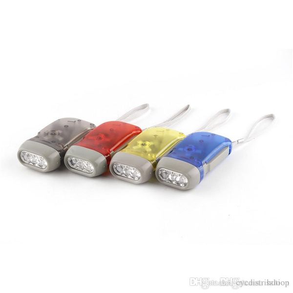 

outdoor 3 led hand press flashlight no battery wind up crank dynamo flashlight light torch camping portable flash light 3004017