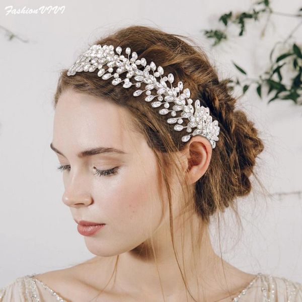 Clipes de cabelo Barrettes Africano Silver Wedding Fand Tiaras for Bride Rhinestone Crowns Women Women Women Bridesmaid Crystal Hairpiphe