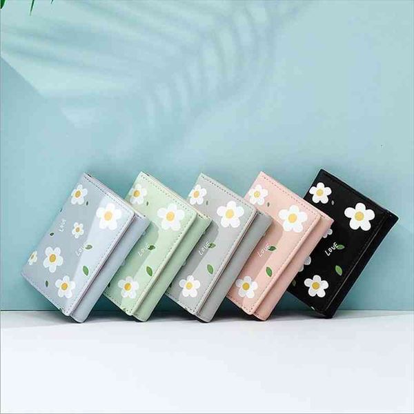 

women flower wallets small fashion leather purse ladies card bag for female money clip wallet, Red;black