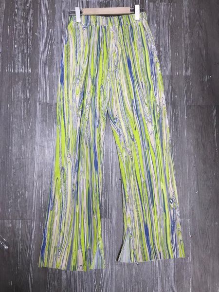 

net red same style 2021 spring and summer new style like halo dye gradually change color pleated loose split mop pants straight leg pants, Black