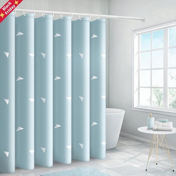 

geometric triangle shower curtain bathroom waterproof polyester printing curtains for with hooks fabric light blue japa