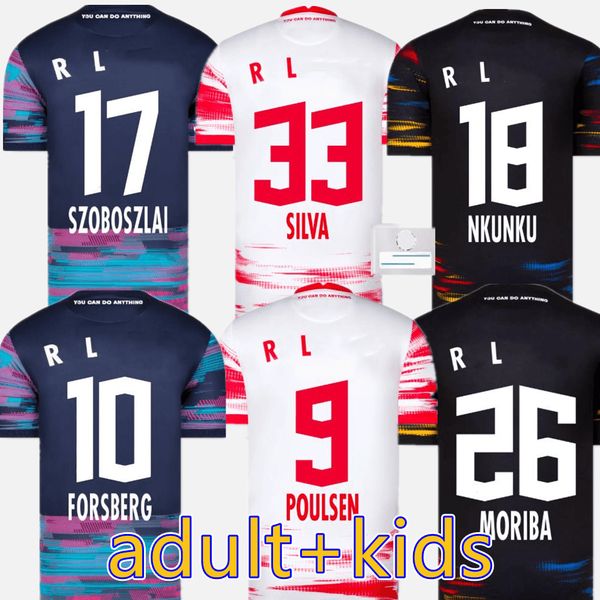 

21 22 soccer jerseys silva olmo nkunku poulsen haidara laimer camiseta adams maillot moriba brobbey 2021 2022 football shirts, Black;yellow