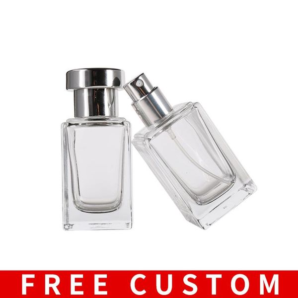 

storage bottles & jars custom logo 35ml portable clear square glass thick bottom perfume spray bottle squeeze containers