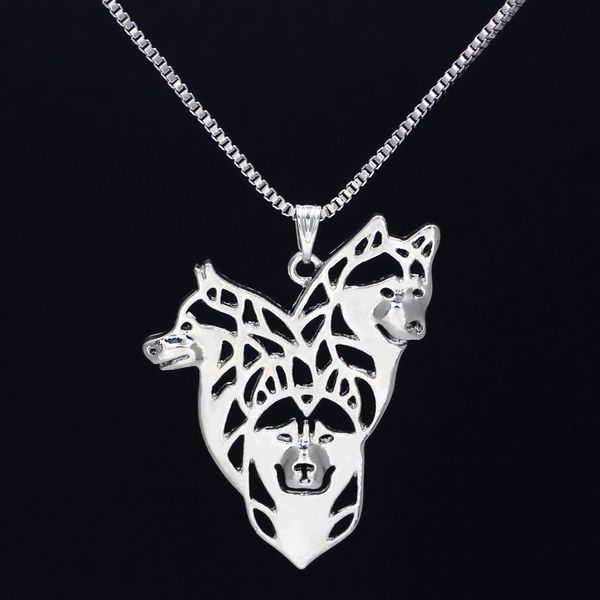 

husky dog alaska pet dog necklace creative personality pendant for lovers, Silver