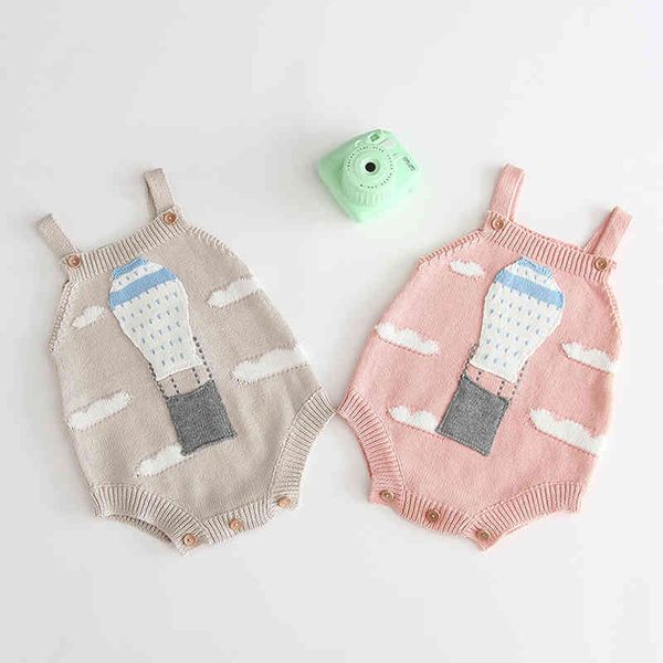 

born boys girls air balloon jumpsuits clothes spring autumn baby rompers knitted children 210429, Blue