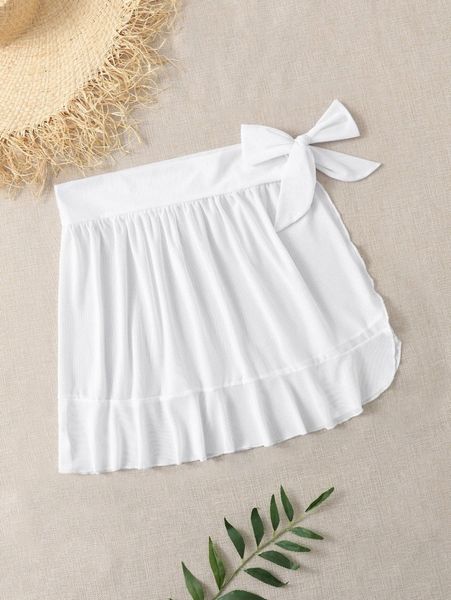 

plus bow side ruffle hem cover up q7wt#, Black