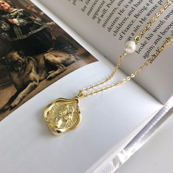 

pendant necklaces vintage irregular necklace women coin choker charm elegant jewelry christmas gift birthday female charms, Silver