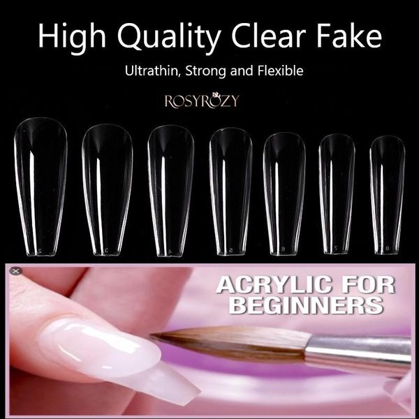 

false nails 504pcs/box fake nail extension full half cover clear/nature stiletto coffin flat long acrylic tips salon supplies, Red;gold