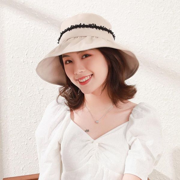 

wide brim hats summer sunscreen hat anti ultraviolet foldable thin autumn big outdoor sunshade fisherman's fishing, Blue;gray