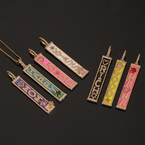 

pendant necklaces gold "mom" "happy" letter with bling zircon stone long chain hip hop nekclace for man women fashion je, Silver
