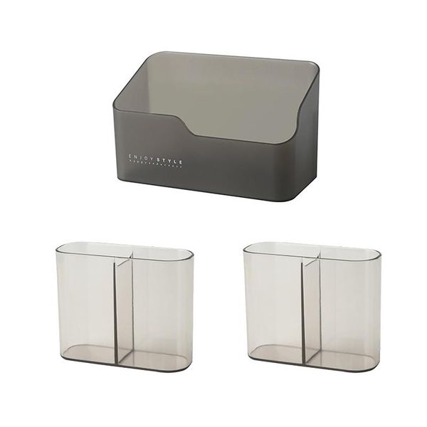 

storage baskets 3pcs/set pp bathroom jewelry table container makeup tools deskbox kitchen cosmetic organizer sundries multifunction