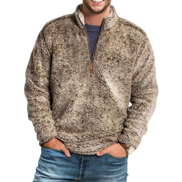 

men's jackets men sweater lamb trendy long sleeve autumn soft coat stand collar winter male 3xl, Black;brown
