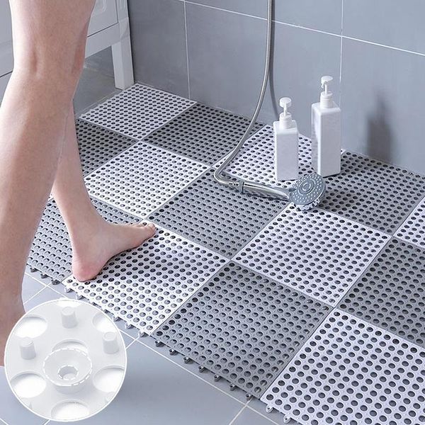 

bath mats bathroom non-slip splicing floor mat for shower room decor combination area rugs mesh square carpet toilet footpad