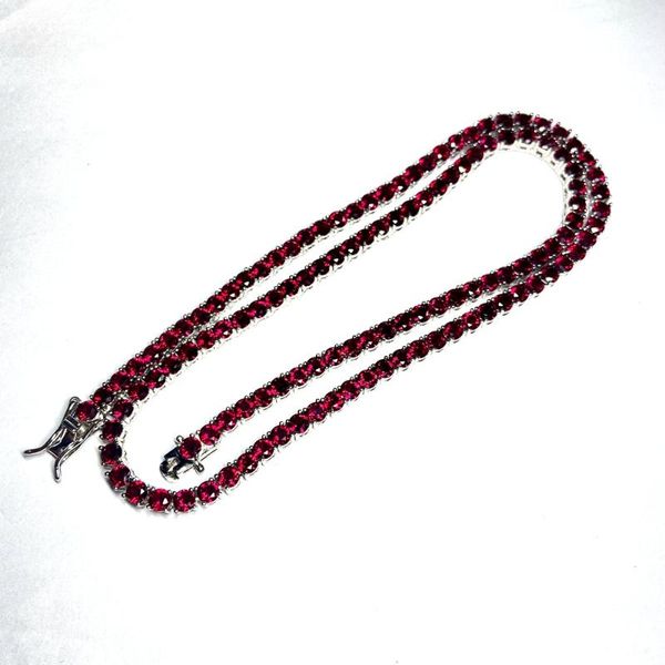 

chains mosangnai 4 mm round cut s925 sterling silver white gold plated lab grown sapphire ruby tennis chain necklace
