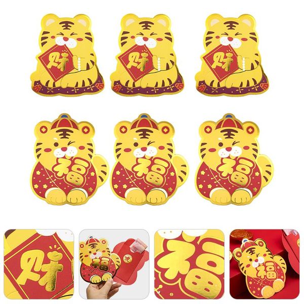 

gift wrap 6pcs auspicious cartoon tiger money bag good fortune red envelope