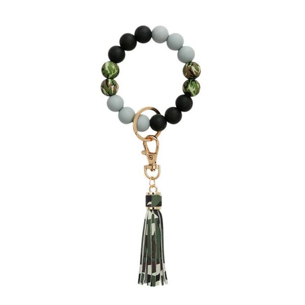 

keychains wrist keychain silicone bracelet car keychain, women's beaded wristband, Silver