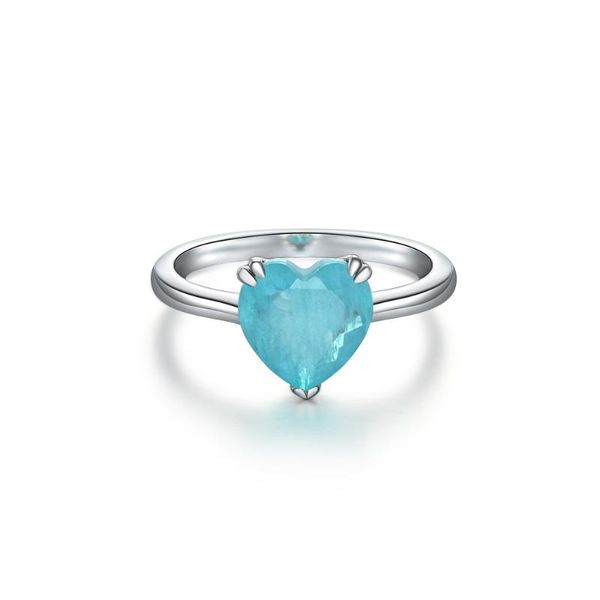 

cluster rings 100% real s925 sterling silver heart paraiba glisten fine jewelry accessories, Golden;silver