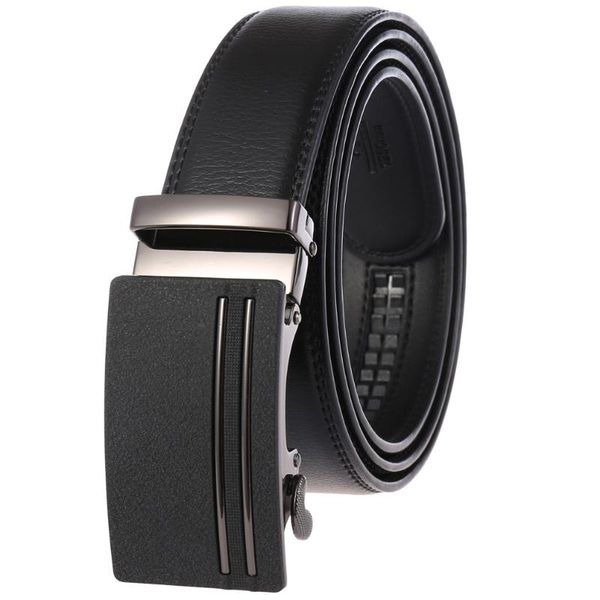 

belts fange men belt leather automatic buckle male fashion jeans chain stretch solid luxury bland black fg390-3, Black;brown