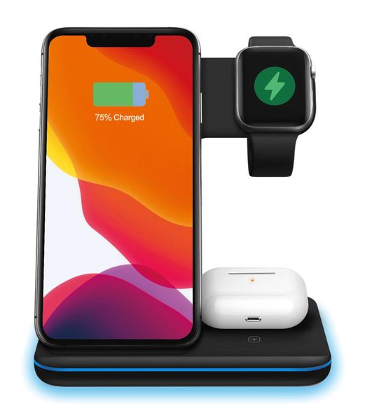 Drahtloser Ladeständer 15W Qi Schnellladestation für Apple Watch iWatch 5 AirPods Pro für iPhone 12 11 XS XR X 8 Z5A