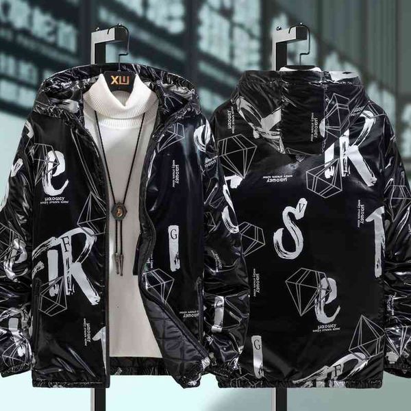 

youth warm student windproof coat down cotton jacket new winter 's hooded glossy waterproof men, Black