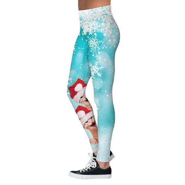 

women leggings fashion 3d digital printing christmas funny printed elastic skinny women's pants & capris, Black;white