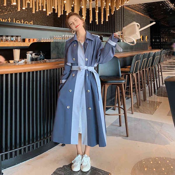 

women's trench coats trench coat with slices and belt, long windbreaker for women, women's sweatshirt c9hp, Tan;black