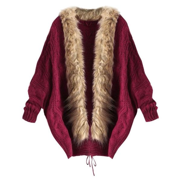 

natural cardigan bat sleeve coat fur cover winter down jacket women casual loose white duck thick warm female women's jackets, Black;brown