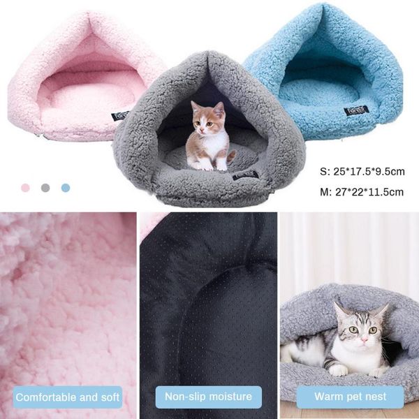 

cat beds & furniture bed kennel house soft warm pets mat sleeping pet cats fleece for small dogs supplies