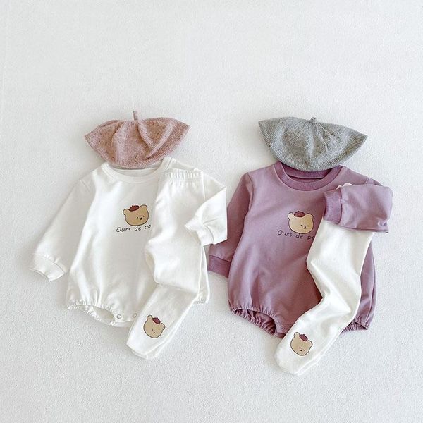 

rompers milancel 2021 autumn baby clothes toddler girls bodysuits bear one piece option leggings boys, Blue