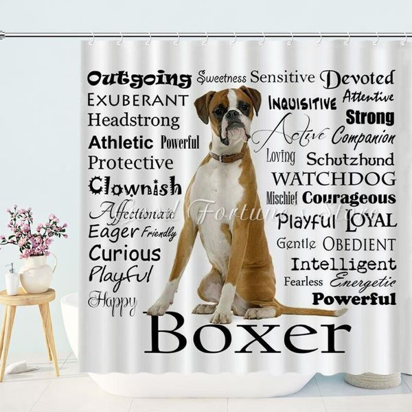 

shower curtains boxer hund dog curtain