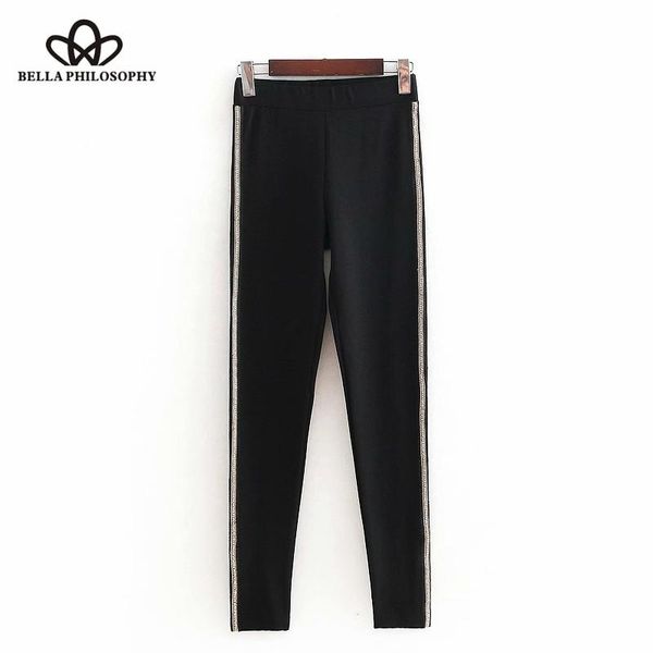 

women's pants & capris hstar 2021 autumn elastic wasit diamond decoration pencil retro trousers office lady wear slimming brand, Black;white